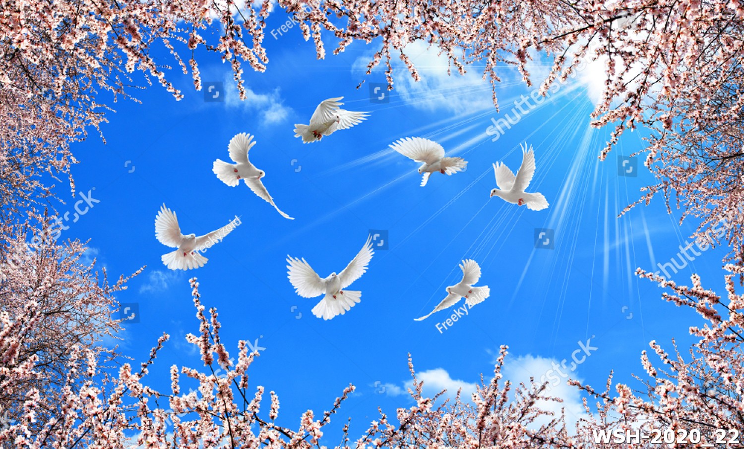 Dán trần hình hoa lá WSH-2020_22